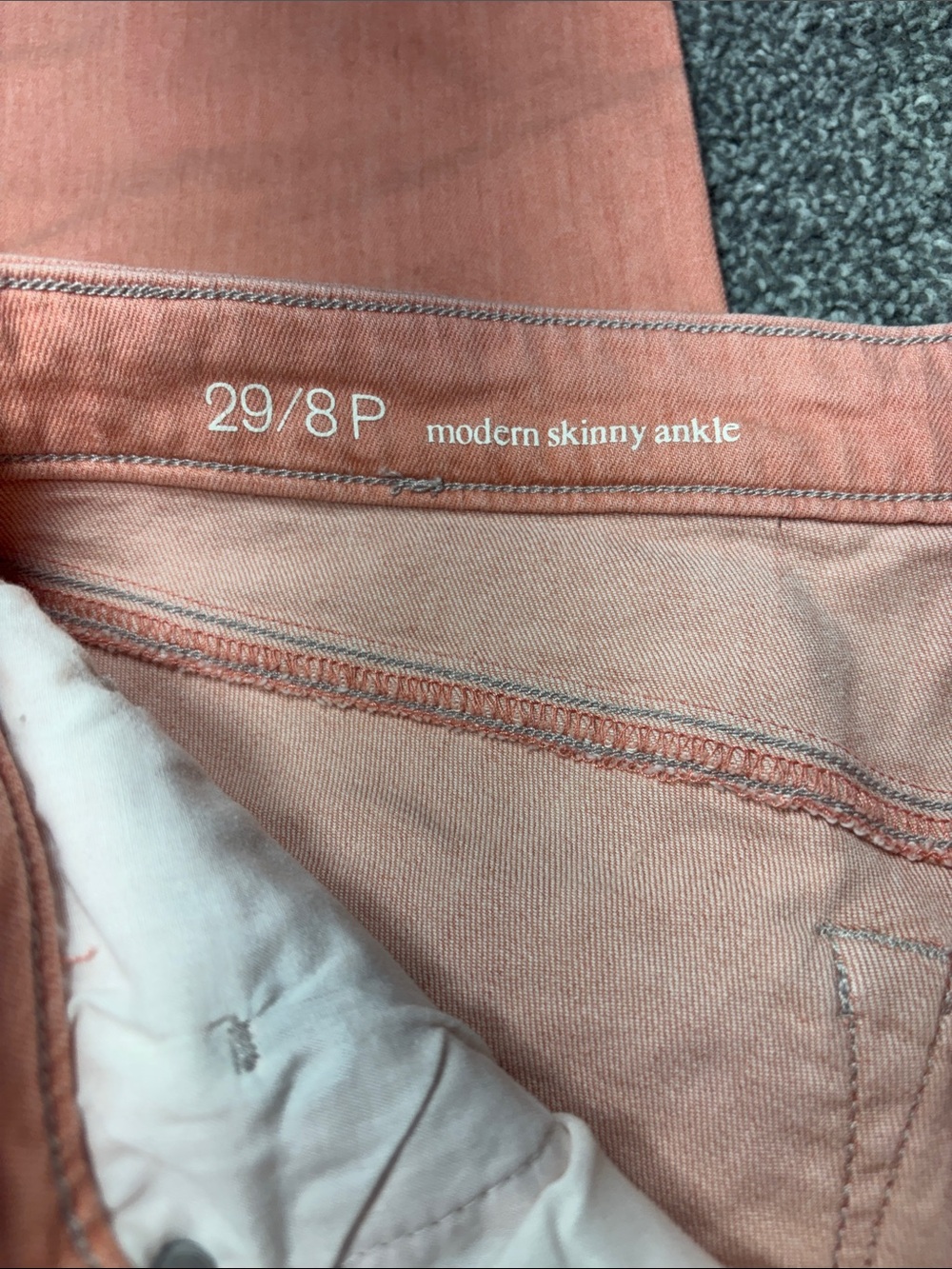 LOFT Women's Coral-Orange modern skinny ankle Leg Jeans size 8P/29 - Picture 4 of 4